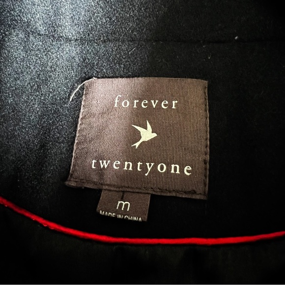 Forever 21 Sz M Navy Blue Trench Coat with Belt Buttons Down Wool Blend - Picture 11 of 12